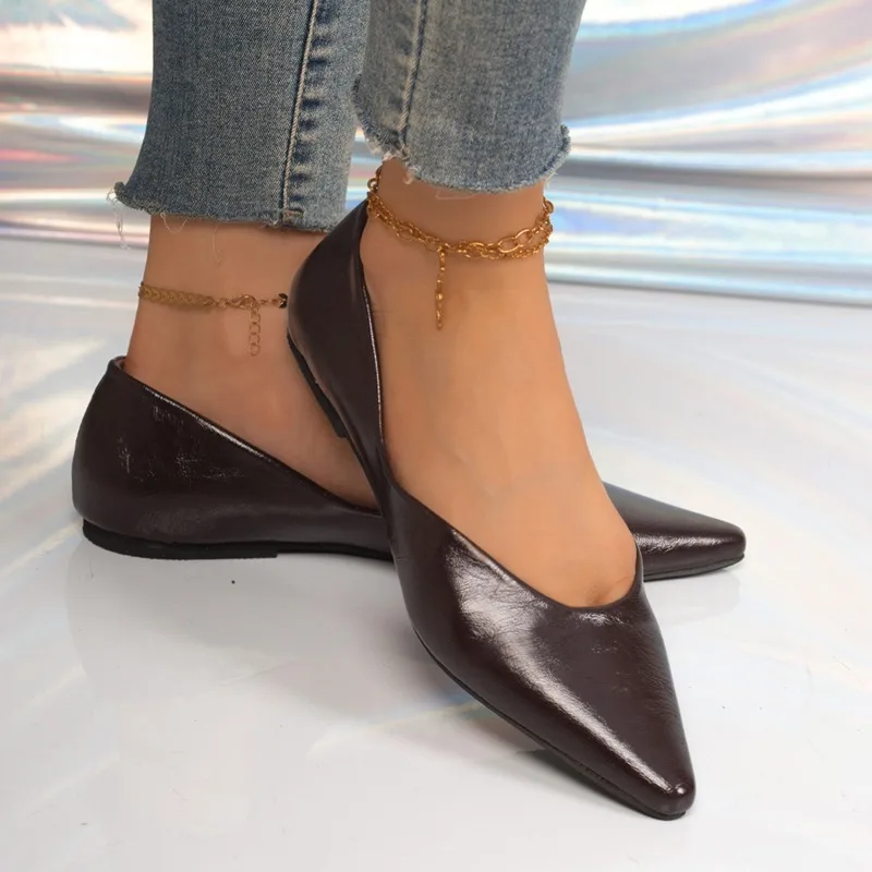 

Дизайнерские женские туфли-мюли с острым носком — стильные, универсальные, с низким вырезом. | Женские повседневные нескользящие износостойкие туфли без каблука, размеры 35–43