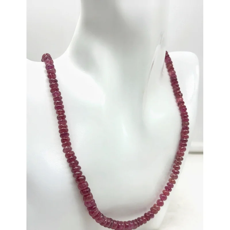

Ruby Necklace 5mm Round Plain Smooth Gemstone Beads Sterling Silver