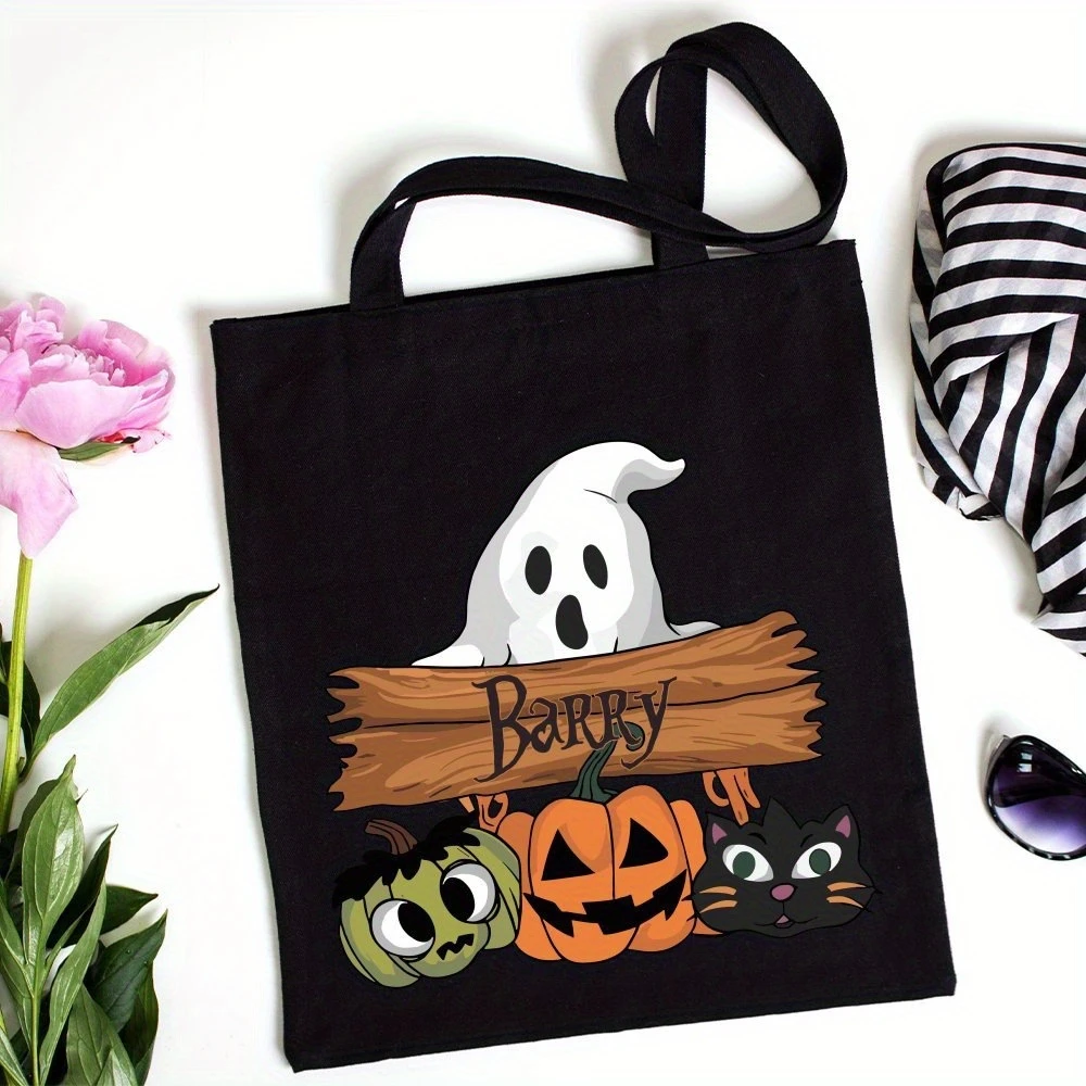 

Halloween Gothic-style Crow Canvas Tote Bag Shoulder Bag Practical Shopping Tote for Trick or Treat Activity Holiday Festivity