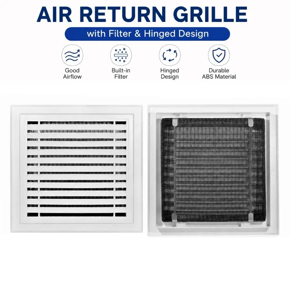 Dust Proof ABS Air Vent Square With Washable Filter Access Panel Hinged Flip Return Grille