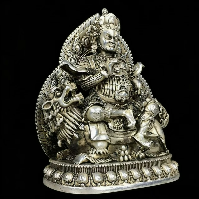Vintage White Copper Tibetan Tantric Treasures The King of Heaven Living Room Feng Shui Ornaments