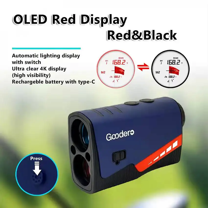 Goodero Latest Design Superior Quality 5-250 Yards Precision Night Vision Golf Rangefinder With Adaptive Slope Switch