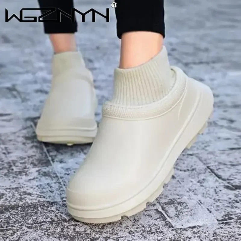 2023 Winter Fur Hotel Kitchen Men Women Non-slip Waterproof Oil-proof Work Cotton Cook Chef Garden Beach Shoes Plus Size 36~45