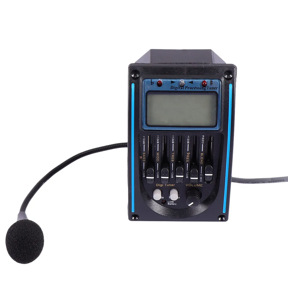 LC-5 Piezo Pickup with Preamp for Acoustic Guitar – Noise-Free, High-Fidelity Sound & Built-in Tuner