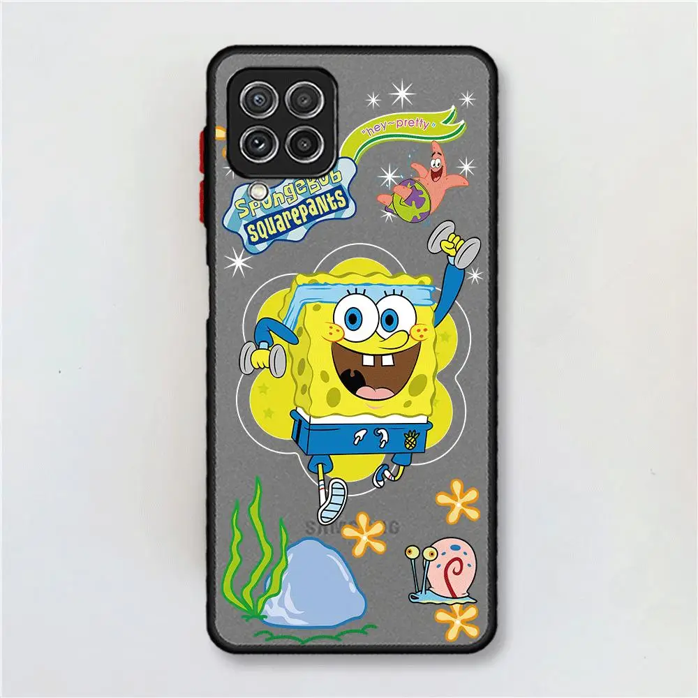 Cute S-SpongeBob Phone Case for Samsung Galaxy A72 A12 A13 A14 A21s A22 A23 A24 A32 A33 A34 A50 A51 A53 A54 A70 A72 A73 5G Cover