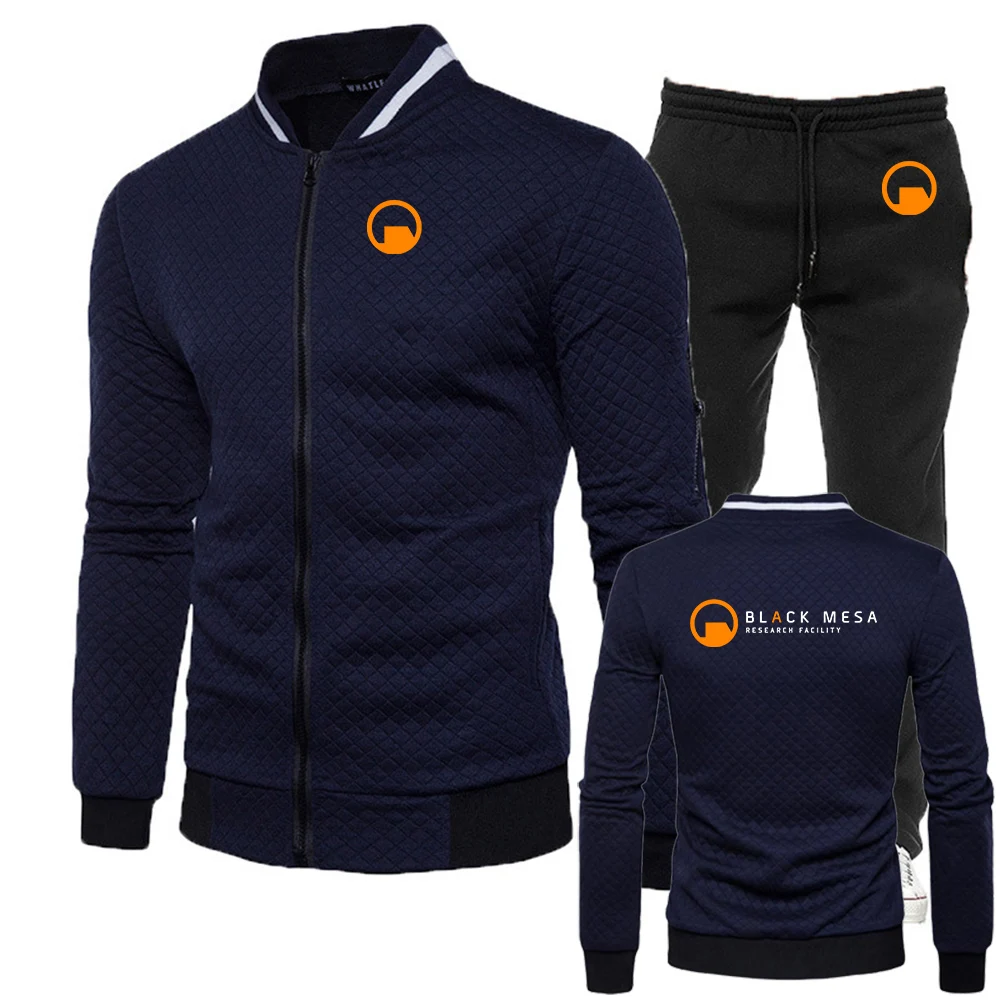 Black Mesa Research Facility New men's slim-fit suit - two-piece set - round-neck zipper jacket top + pants - casual view 4