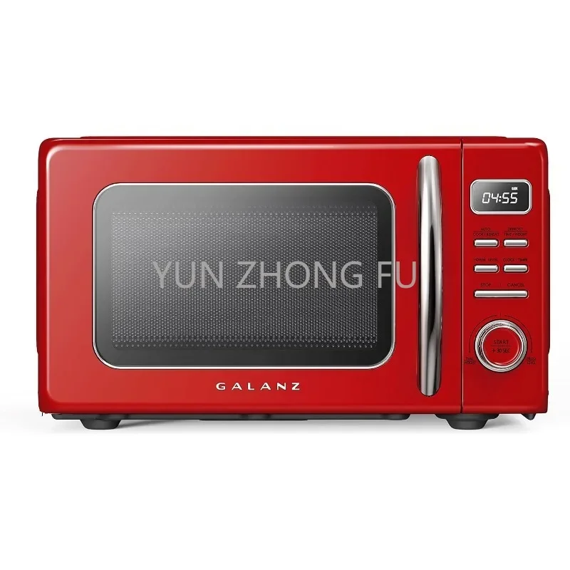 Reheat, Defrost, Quick Start Functions, Easy Clean with Glass Turntable, Retro Countertop Microwave Oven with Auto Cook &