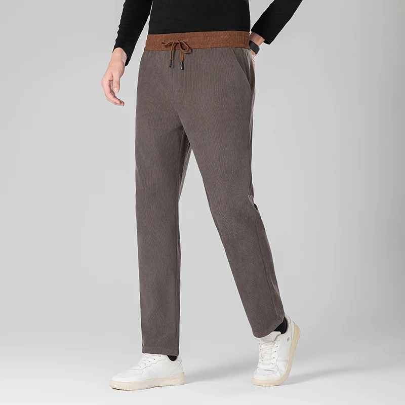 

Мужские вельветовые брюки, прямые брюки, деловые повседневные брюки, весенне-осенние уличные модные брюки с завязками, повседневная одежда