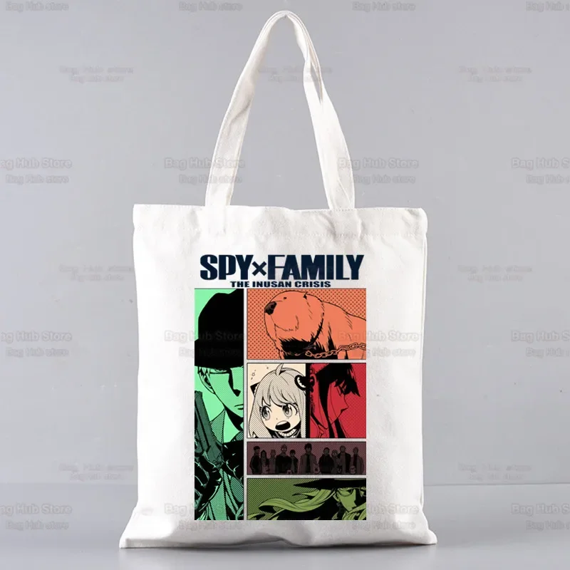 SPYFAMILY Borsa per la spesa anime giapponese Borsa grafica Harajuku Spy x Family Canvas Anya Cotta SpyFamily Borsa a tracolla Donna Ulzzang