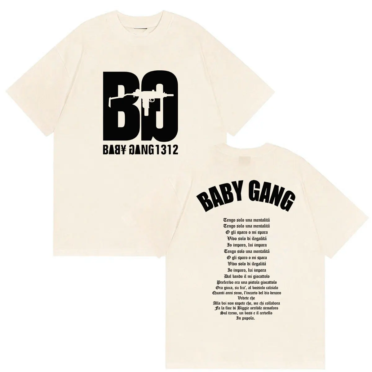 Rapper Baby Gang Album 2026 Grafik-T-Shirts Herren Vintage Mode Baumwolle Kurzarm T-Shirt Mann Hip Hop Lose Kleidung T-Shirt – Detail 6