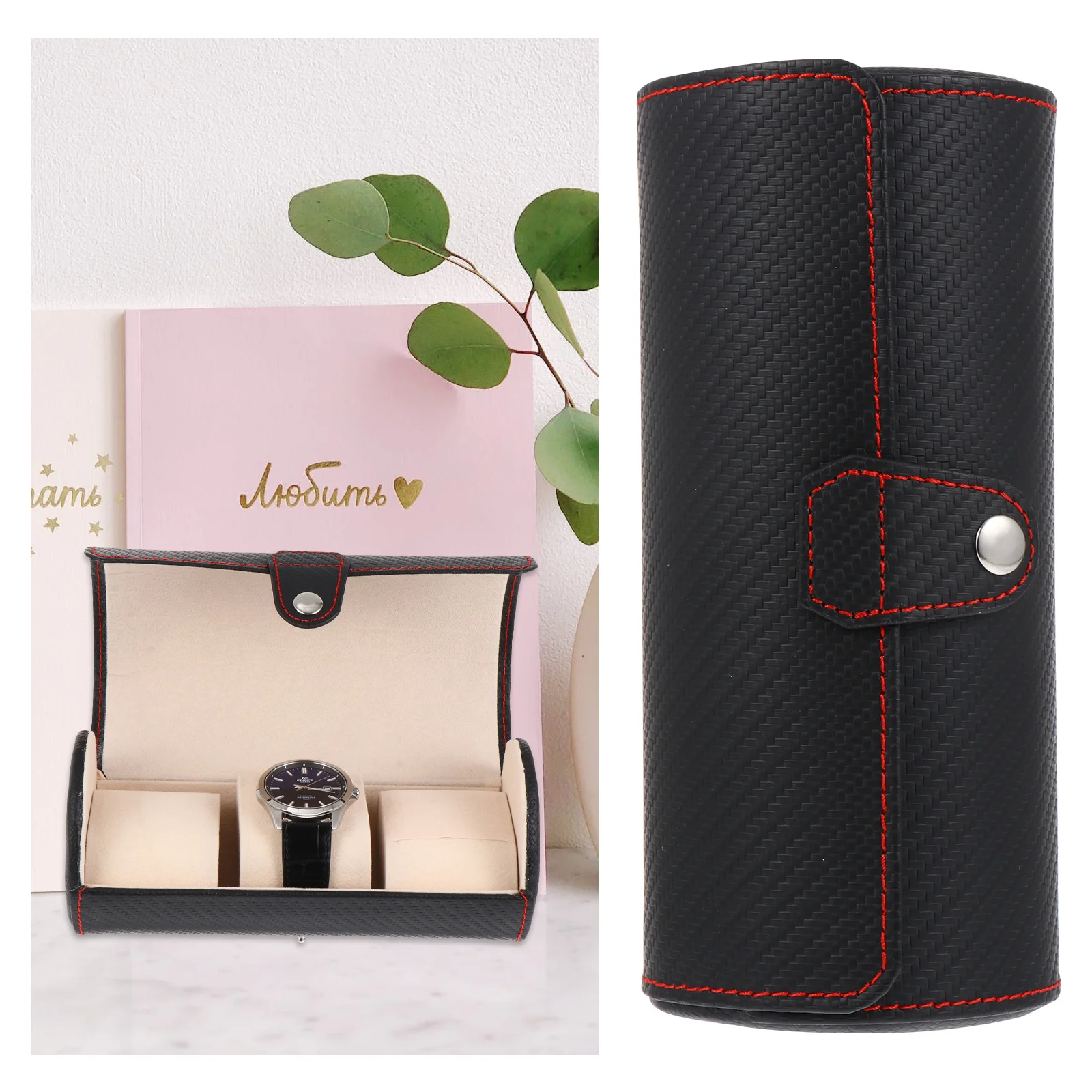 

Portable 3 Slot Watch Roll Made of PU Material Elegant Watch Container for Travel and Home Use Jewelry Box Jewelry Packaging Box