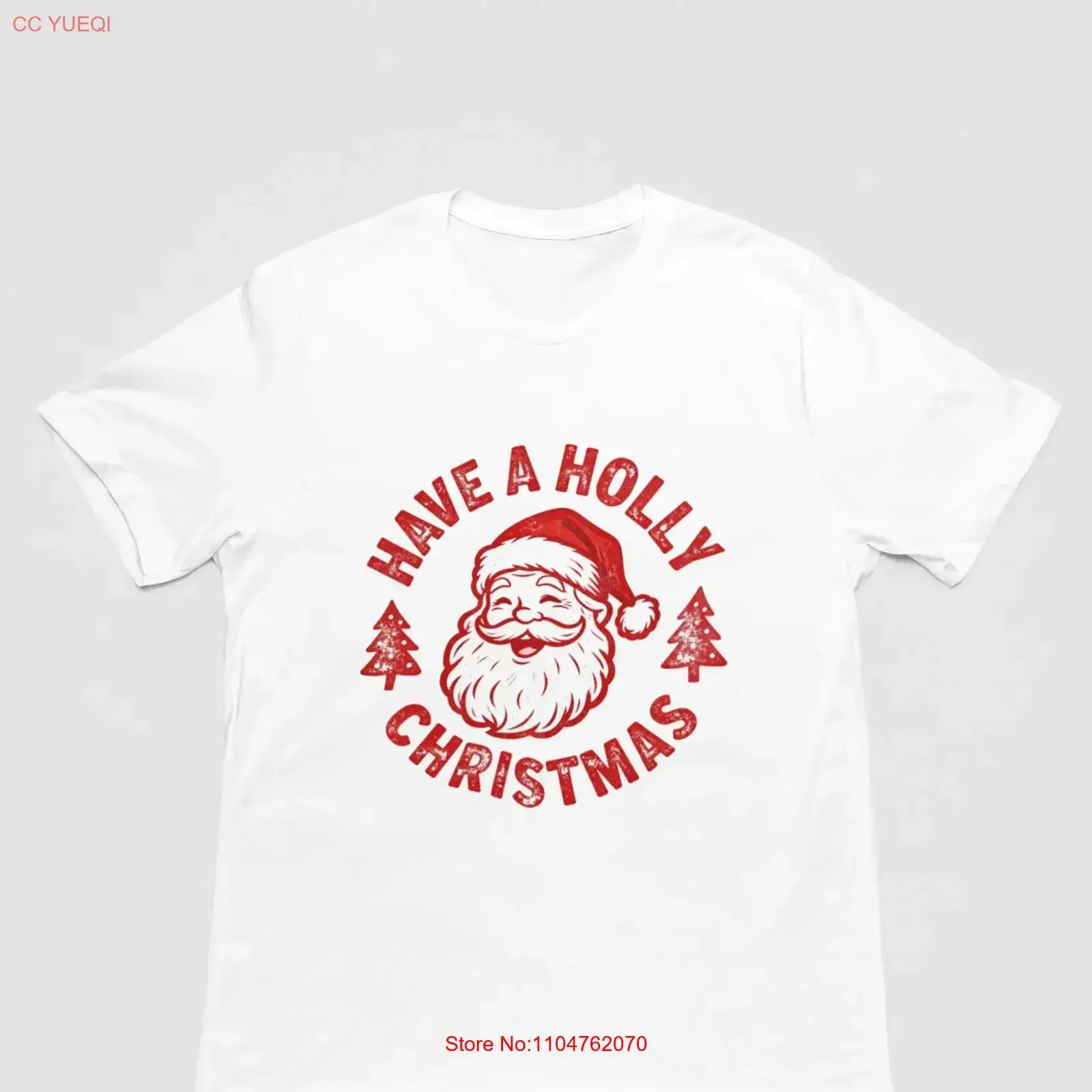 Vintage Santa Have a Holly Christmas Retro Distressed Holiday T Shirt long or short sleeves vintage Washed streetwear