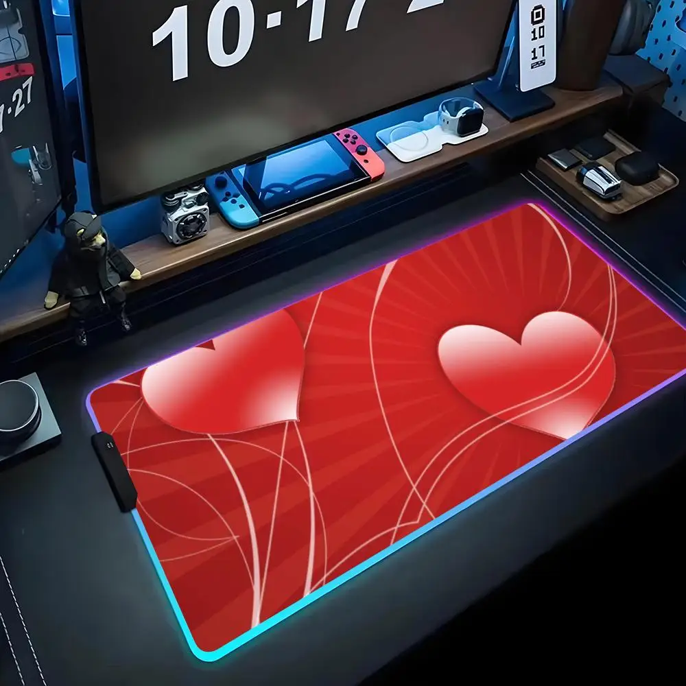 

Коврик для мыши Love Heart RGB Gaming Mousepad Большой светодиодный коврик для ПК Настольный коврик Светящийся коврик для мыши Большие коврики для клавиатуры Настольный коврик с подсветкой