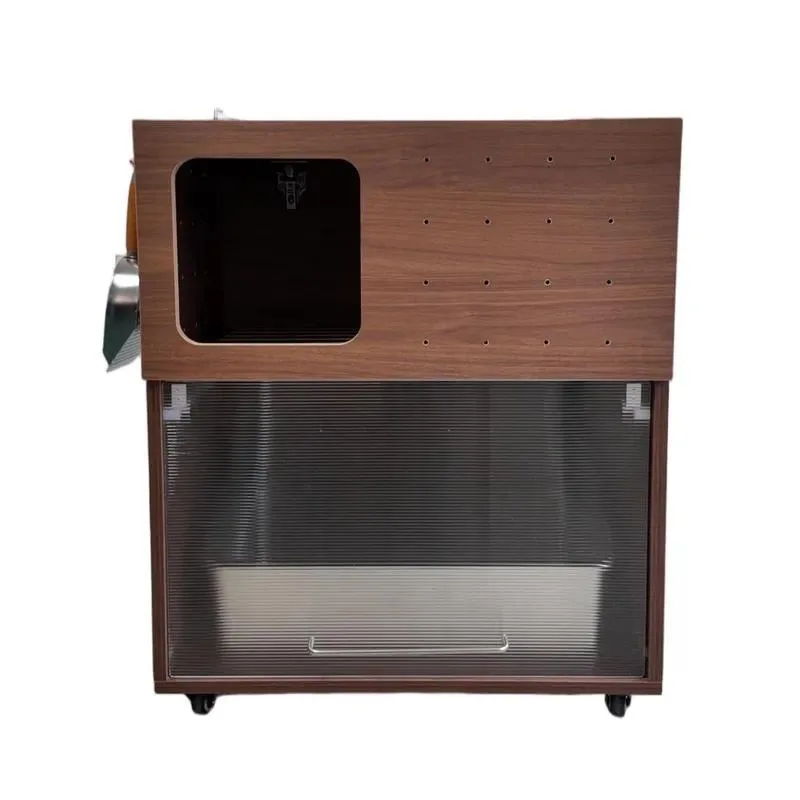 Retro Rectangular Semi-Closed Cat Litter Box Double Layer Hidden Deodorant Sand Proof Cat Toilet Furniture
