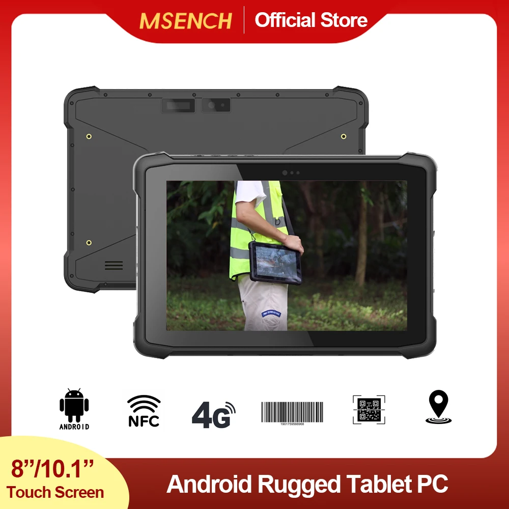 MSENCH 8 Inch Android 14 PDA Handheld 8G+128G MTK Data Collector IP67 Waterproof Rugged Industrial Tablet PC Barcode Scanner