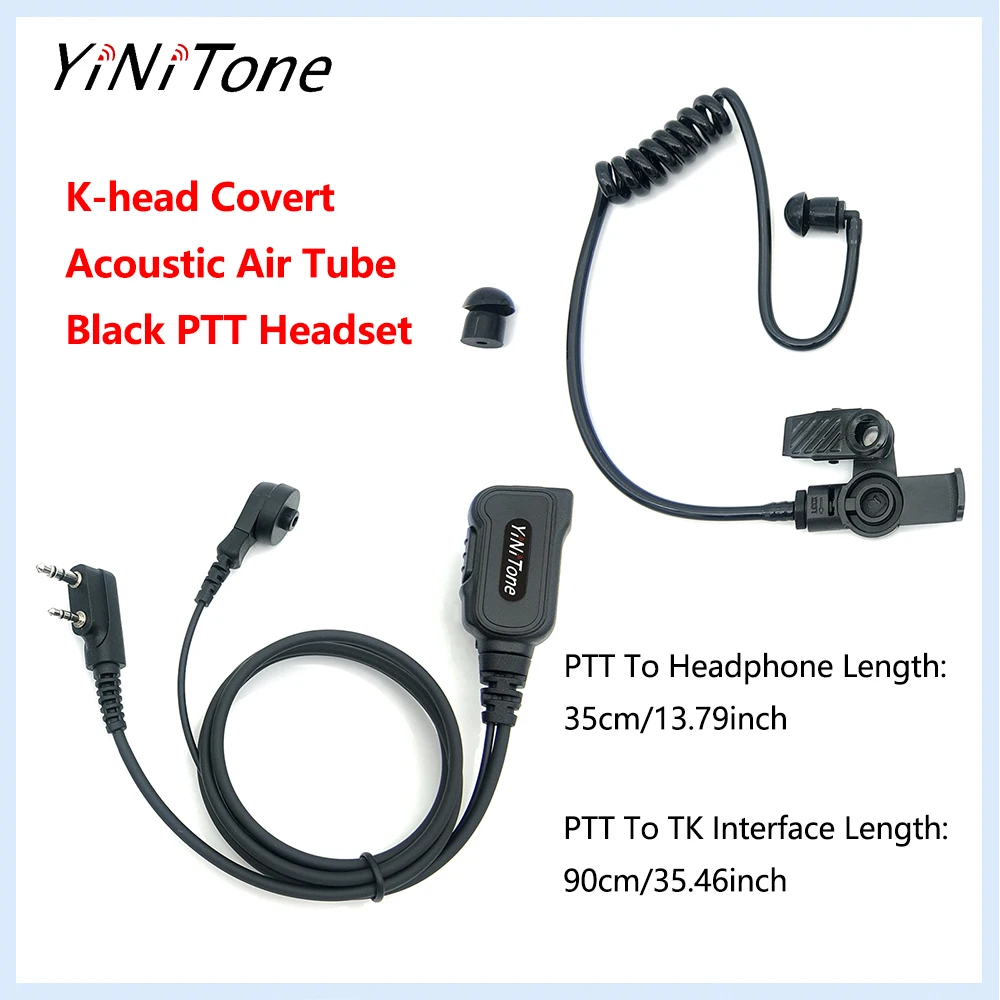 

YiNiTone EAP-2B Covert Air Tube Earpiece Headset with Black PTT for BaoFeng UV-5R Kenwood TK-2107/3107