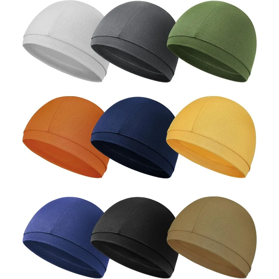 

9 Pcs Cooling Skull Cap Camo Liner Sweat Wicking Lightweight Cycling Cap Running Head hat for Men Women