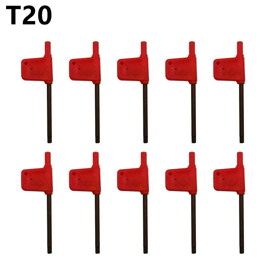 Juego de llaves de destornillador Torx tipo bandera roja, adecuado para taladros manuales y destornilladores eléctricos, 10 Uds.