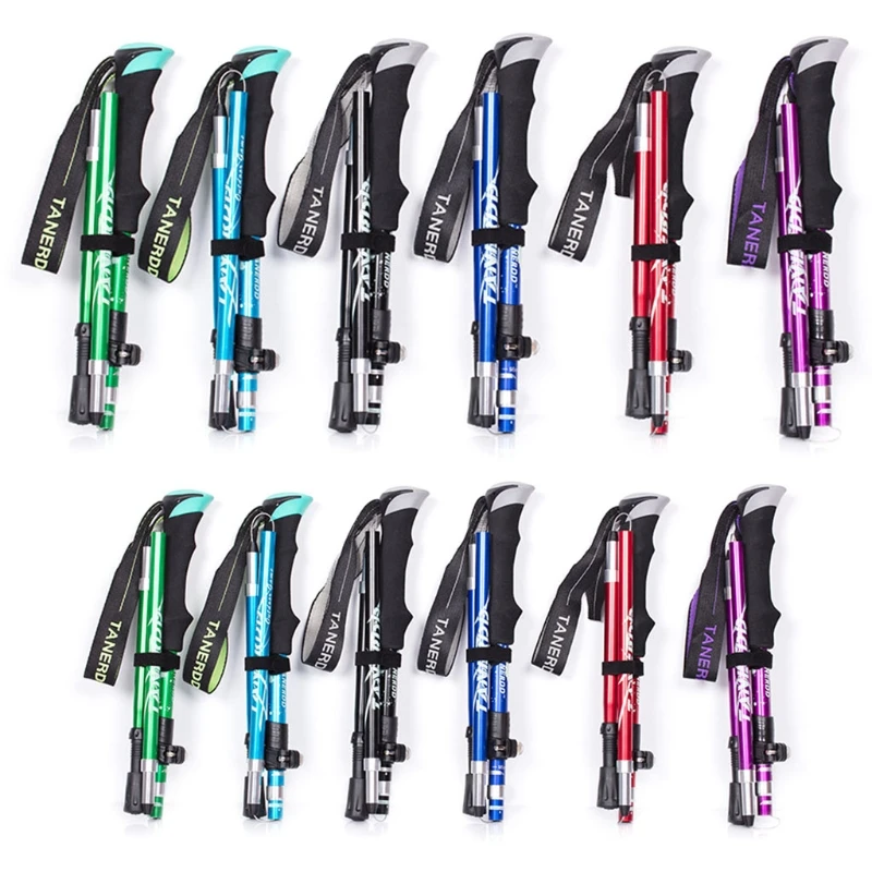 5-Section Outdoor Fold Trekking Poles Portable Ultralight Aluminum Walking Hiking Camping Stick for Nordic Elderly Telescopic