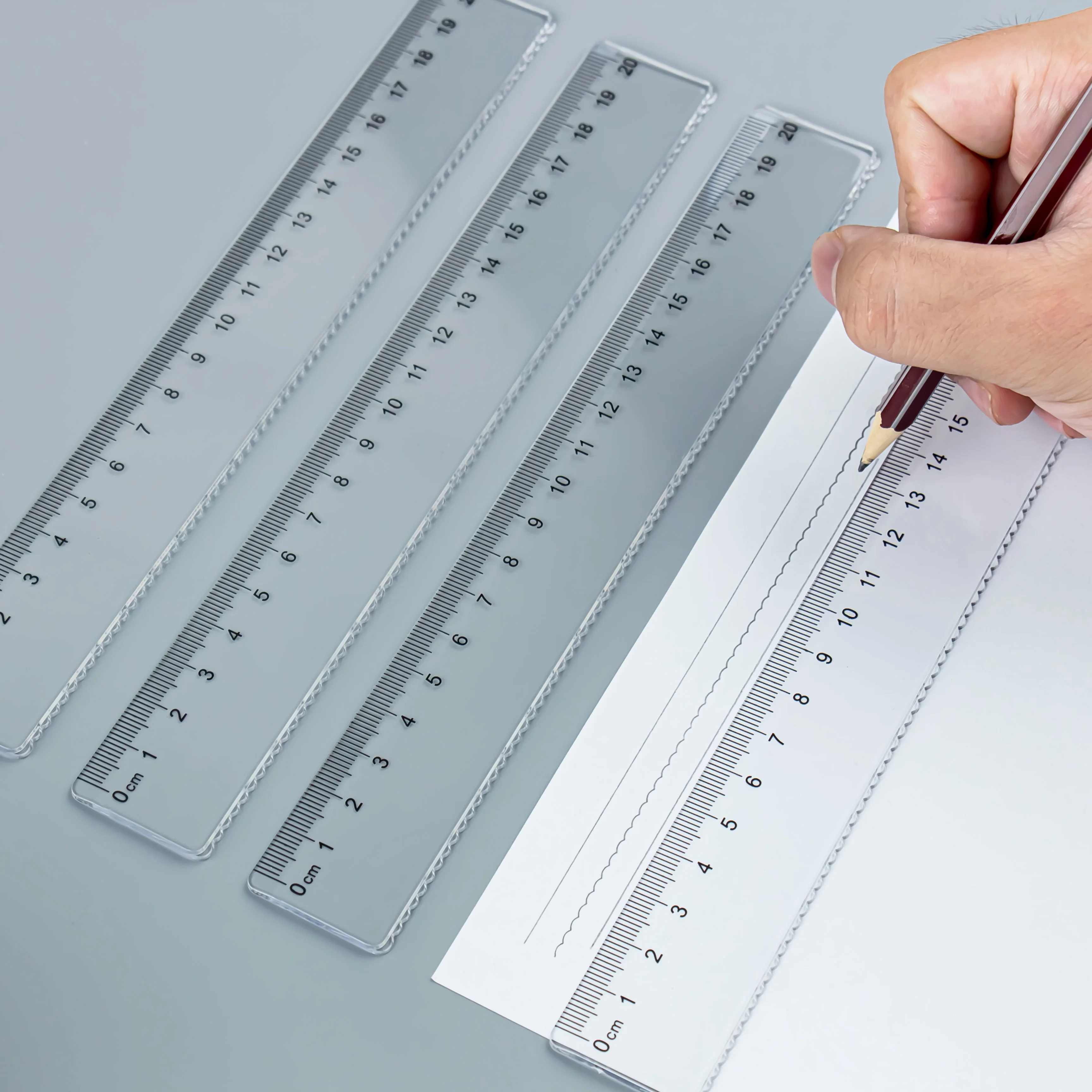 20cm Transparent Wave Ruler ，Double-sided wavy and straight line design，Ideal for Students and Professionals