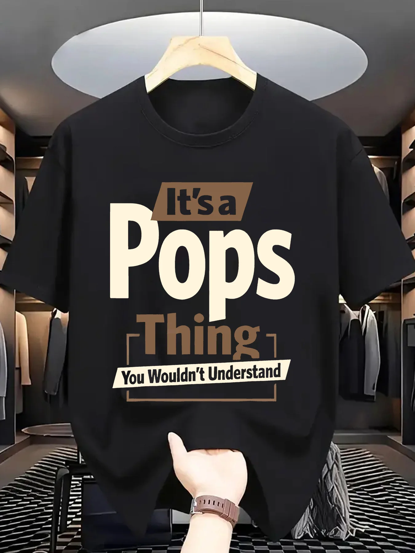 

Men's Summer T-Shirt - "It's a Pops Thing" Graphic Print, Short Sleeve Round Neck Lightweight Tee Shirt Cotton Tshirt