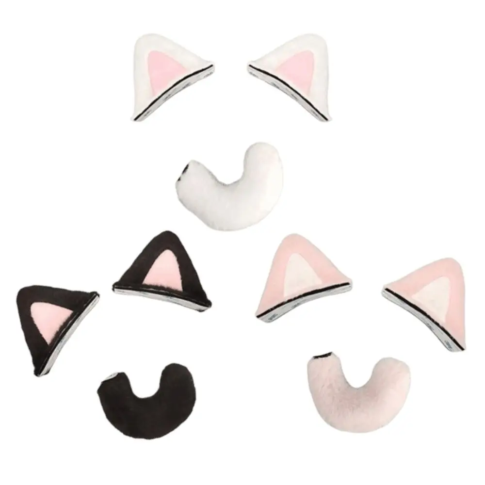Soft Helmet Cat Ear Decoration Removable Lightweight Helmet Cat Tail Sticker Reusable Motorcycle Helmet Decoration