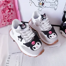 Sanrio Kuromi Girls' Fashion Casual Shoes Spring New Cartoon Kuromi Children's Thick Sole Non-slip Shoes Trend Chic Sports Shoes