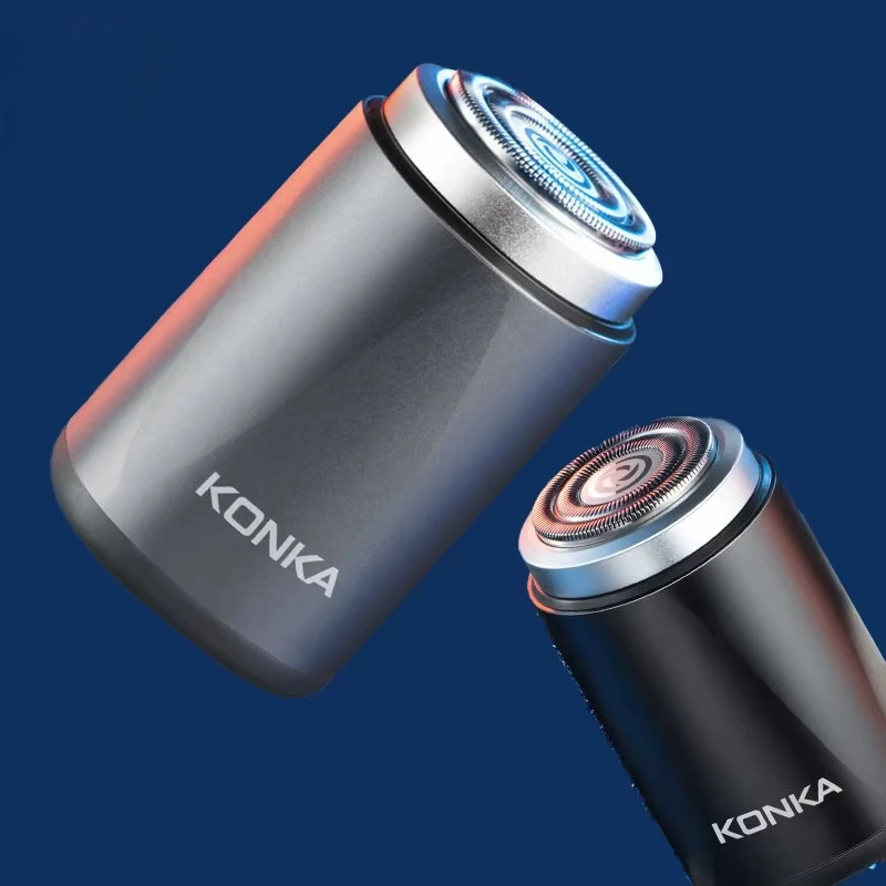 KONKA Mini Afeitadora eléctrica portátil, limpieza rápida, fuerte, alta velocidad, USB, automática, para viajes de negocios, juego de Afeitadora impermeable