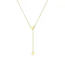 Gold Heart Necklace 925 Sterling Silver Adjustable Chain - Gold Heart