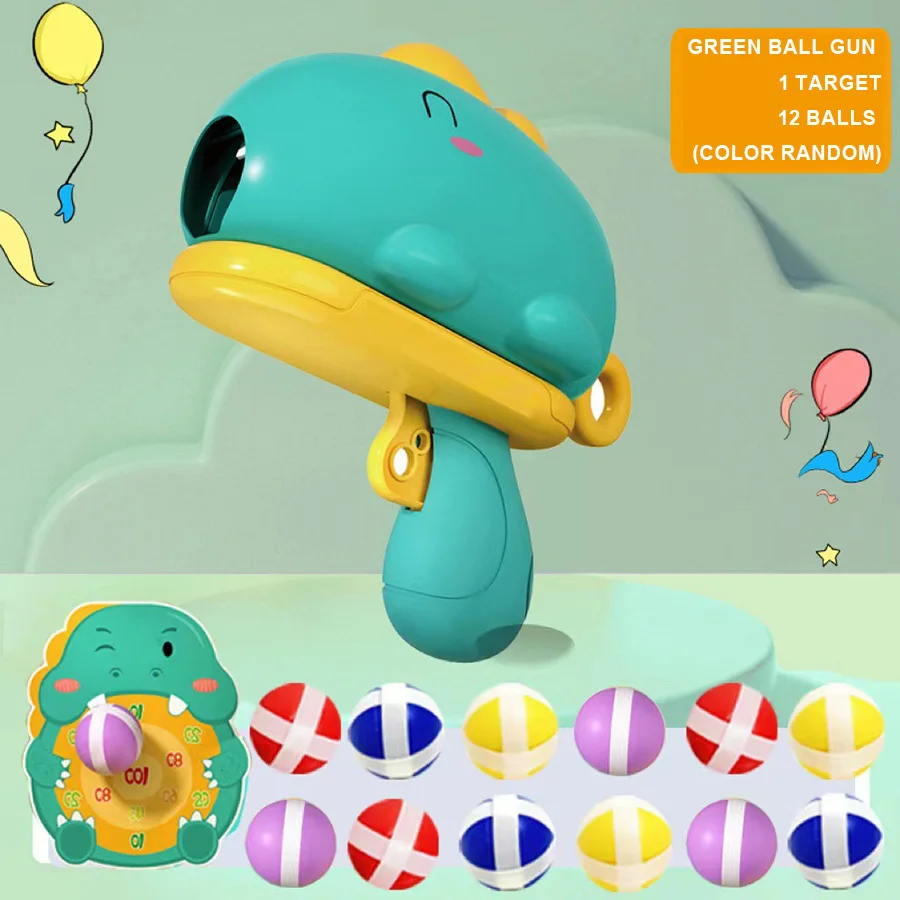 공룡 끈적 공 총 어린이 장난감 총 실내 및 실외 대상 슈팅 끈적 공 게임, 초점 교육 장난감 향상
