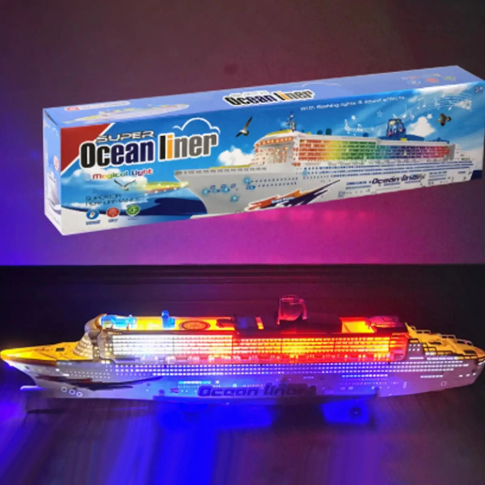 Kids Cruise Ship Model Toy Music Sound Lighted Realistic Decoration Sea Liner Cruise Ship Model For Preschoolers Young Child