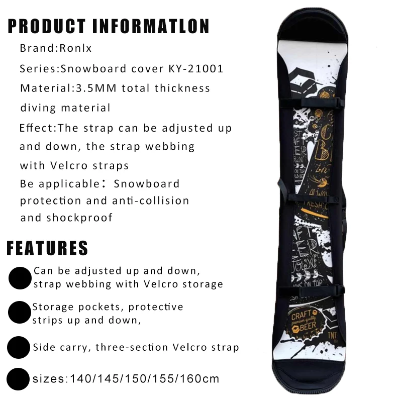 Monoboard Skifahren Einfach Tragen Tasche Platte Outdoor Snowboard Lagerung Tasche Scratch Resistant Protective Abdeckung Winter Sport Zubehör