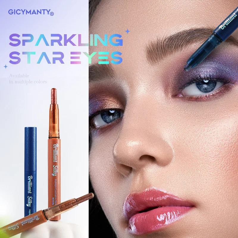 Crayon fard à paupières foncé fumé, 6 couleurs, paillettes métalliques nacrées, bâtonnets d'ombre à paupières, surligneur, stylo, outil de maquillage