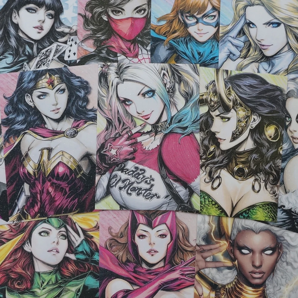 Classic Comic Heroines Cartões de Papel, Poderosa Super-Herói Feminina, Retrato Anti-Arranhões, Fãs Cartão De Coleção, MCU DCU, 40pcs por conjunto