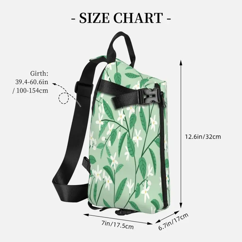 Green Floral Pattern Chest Bag Crossbody Backpack Men Waterproof Shoulder Bags Women's Casual Messenger Bag Unisex Small Bag image 6