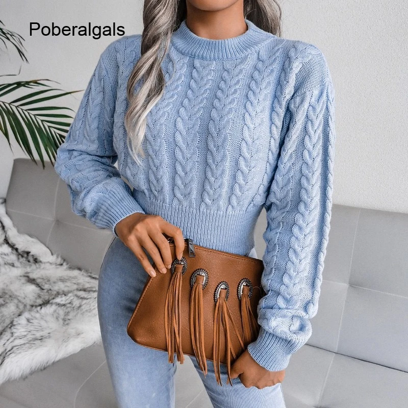 Autumn twist knit Sweater women pullovers winter new waist knitted Short long sleeve sweater women\'s clothing  2022 jumpers tops