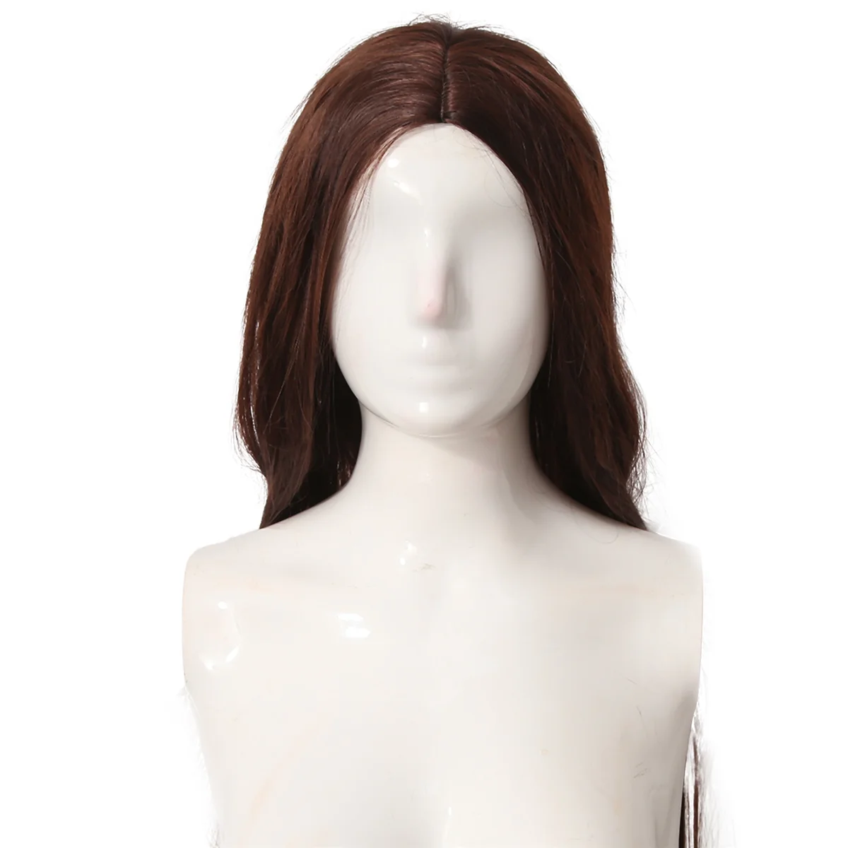 ABGN 유럽계 미국인 갈색 긴 직선 가발 여성용 앞머리 직모 일일 파티 나이트 클럽을위한 고온 와이어