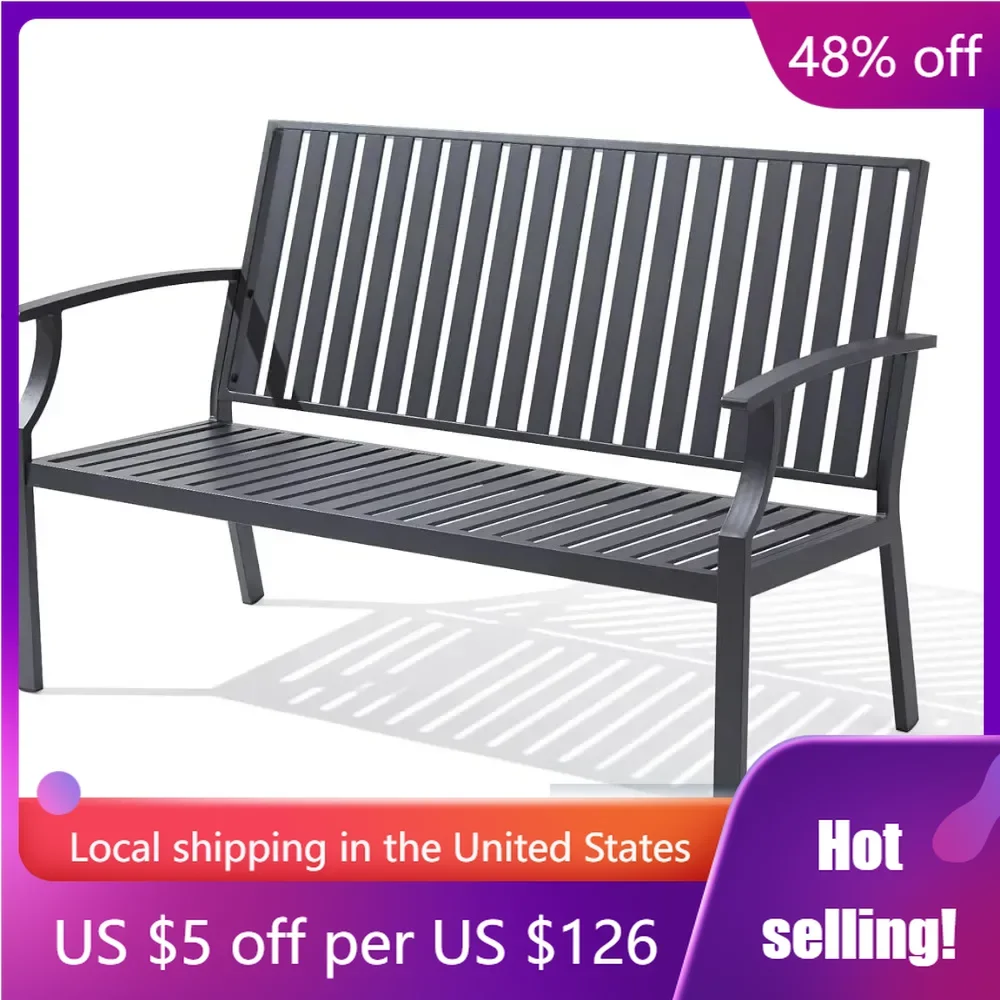 

Outdoor Bench, 52 "aluminum Frame, 3-person Terrace Garden Bench with Rust Prevention, Porch Bench Furniture, Outdoor Park