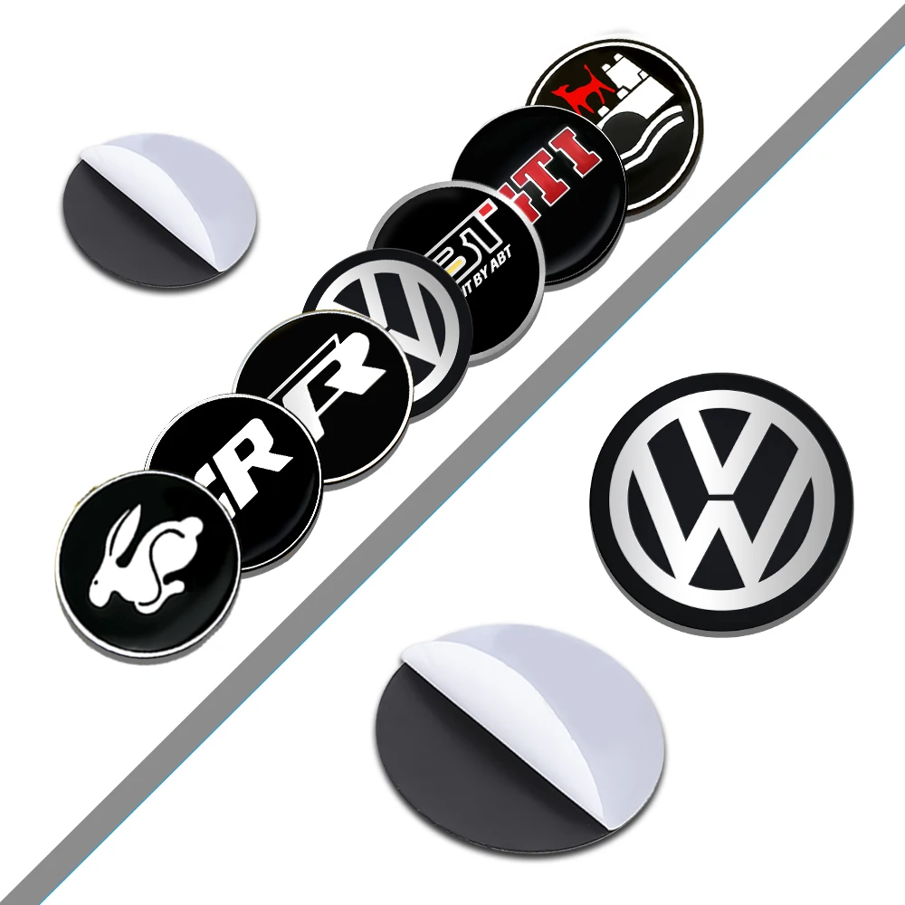 45mm/50mm Car Steering Wheel Logo Sticker Decoration For Volkswagen VW R GTl Golf 5 mk7 Caddy Passat b6 Tiguan Polo Accessories