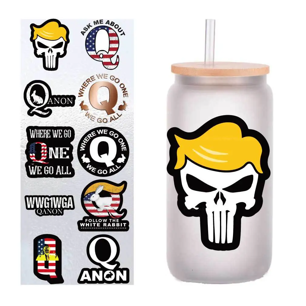 

10 PCs/Pack cartoon Q series UV transfer stickers Crystal label glass stickers customized four inches