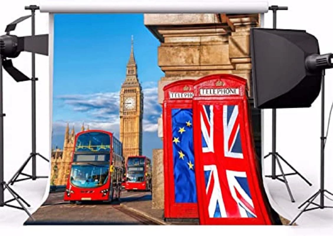 

Big Ben Photography Backdrop For London Bridge Clock Tower Red Bus Photo Booth Background England Landmark Building Travel