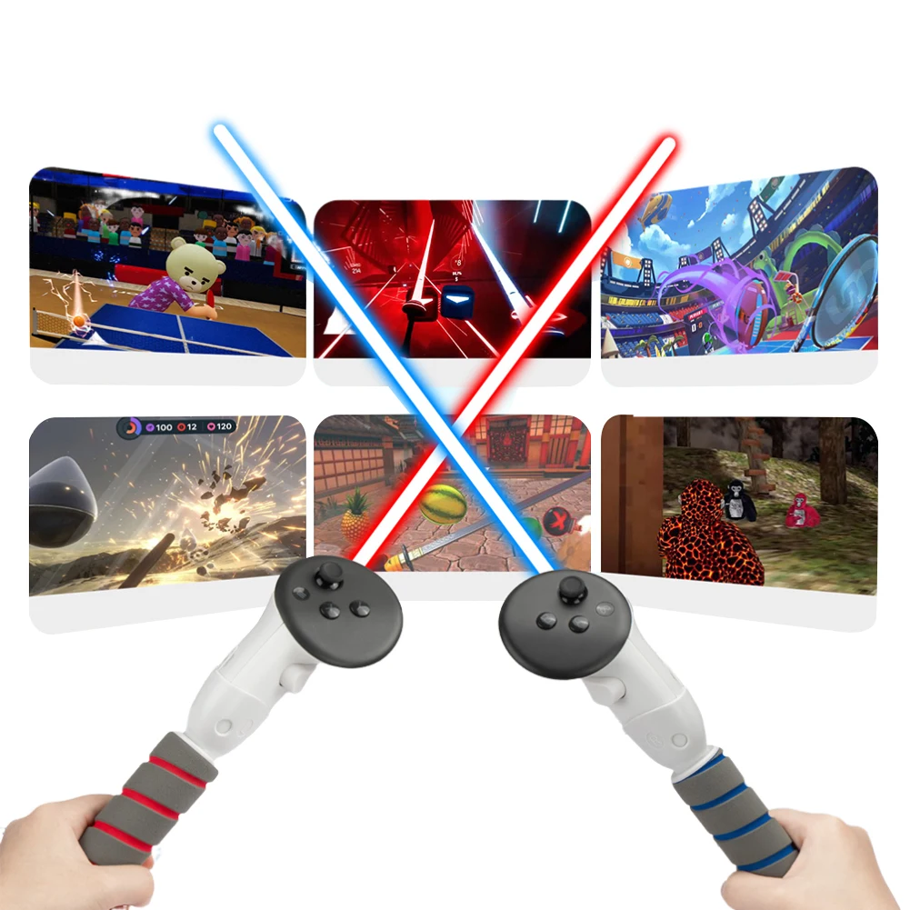 ملحقات مقبض الواقع الافتراضي ملحقات وحدة التحكم مقبض VR موسع تمديد القبضات لوحدة تحكم Meta Quest 3S/Quest 3