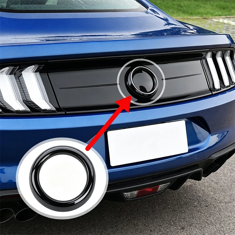 Car Rear Badge Ring Cover Logo Frame Trim Black/Carbon Fiber Pattern Sticker For BMW 1 Series F20 F21 2011-2019 Car Accessories