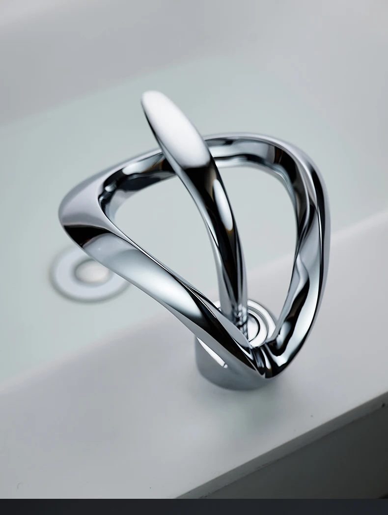 Black Bathroom Basin Taps Single Handle Waterfall Faucet Solid Brass Basin Mixer Taps Creative Hollowed Out Design Water Tap