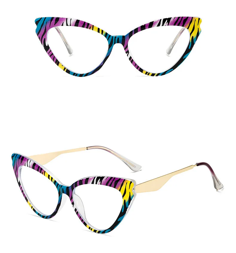 Bunte Streifen Lesebrille Frauen Mode Cat Eye Harz Optische Presbyopie Brillen Benutzerdefinierte Dioptrien + 50 ~ + 600 # 304124 – Detail 5