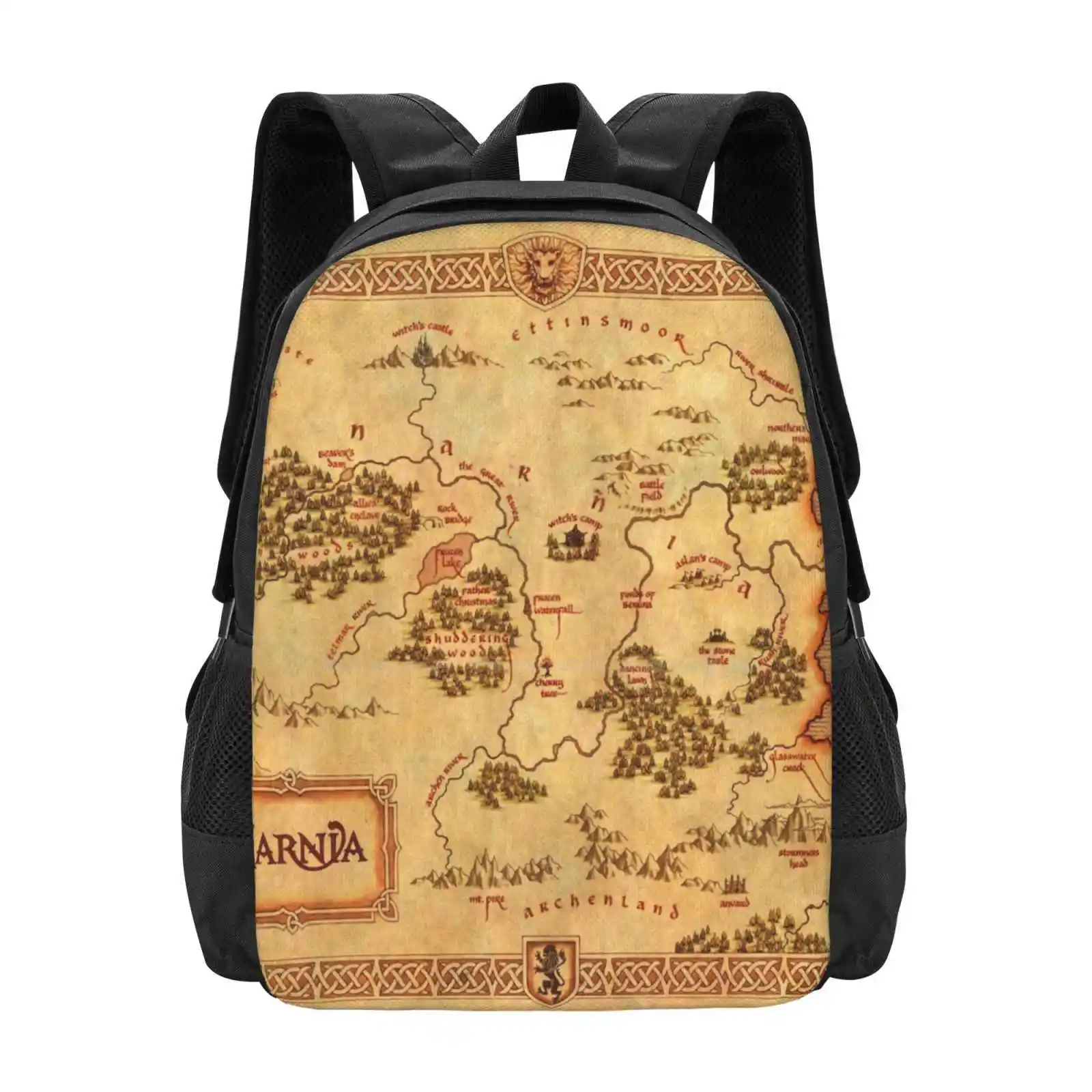 Map Of Narnia Hot Sale Schoolbag Backpack Fashion Bags Narnia Lion Aslan Witch Wardrobe Map World Peter Lucy Edmund Susan