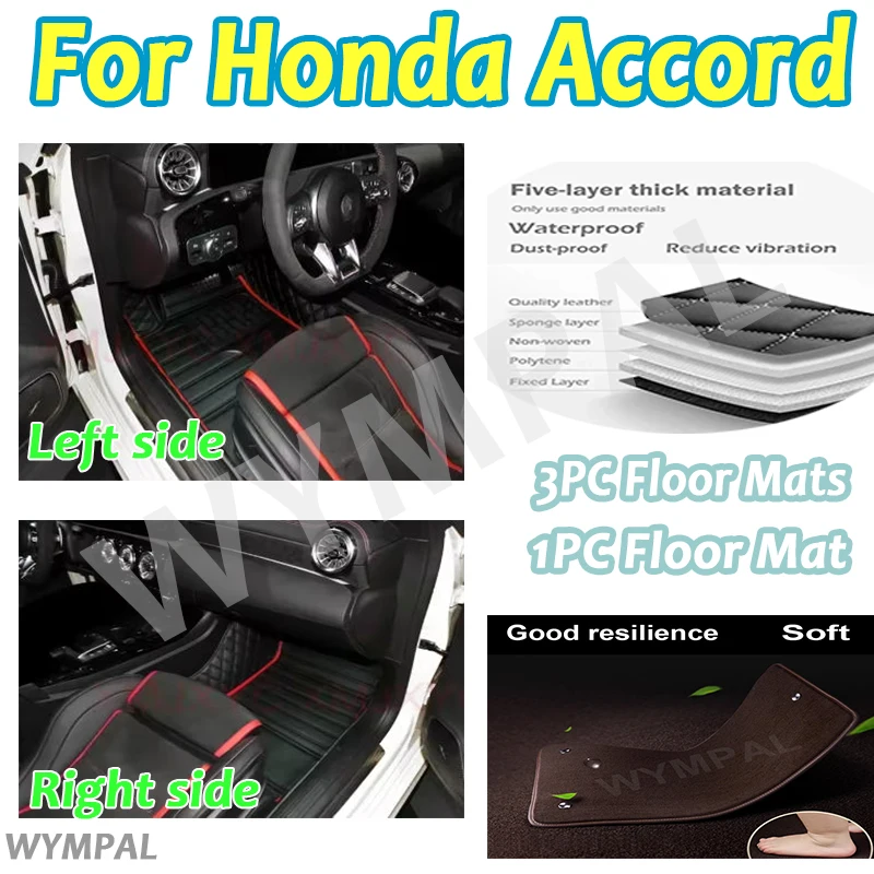 

Luxury Car Floor Mats For Honda Accord（10th GEN. Non-hybrid）2018-2021 Custom Auto Foot Pads Automobile Carpet Cover accessorie