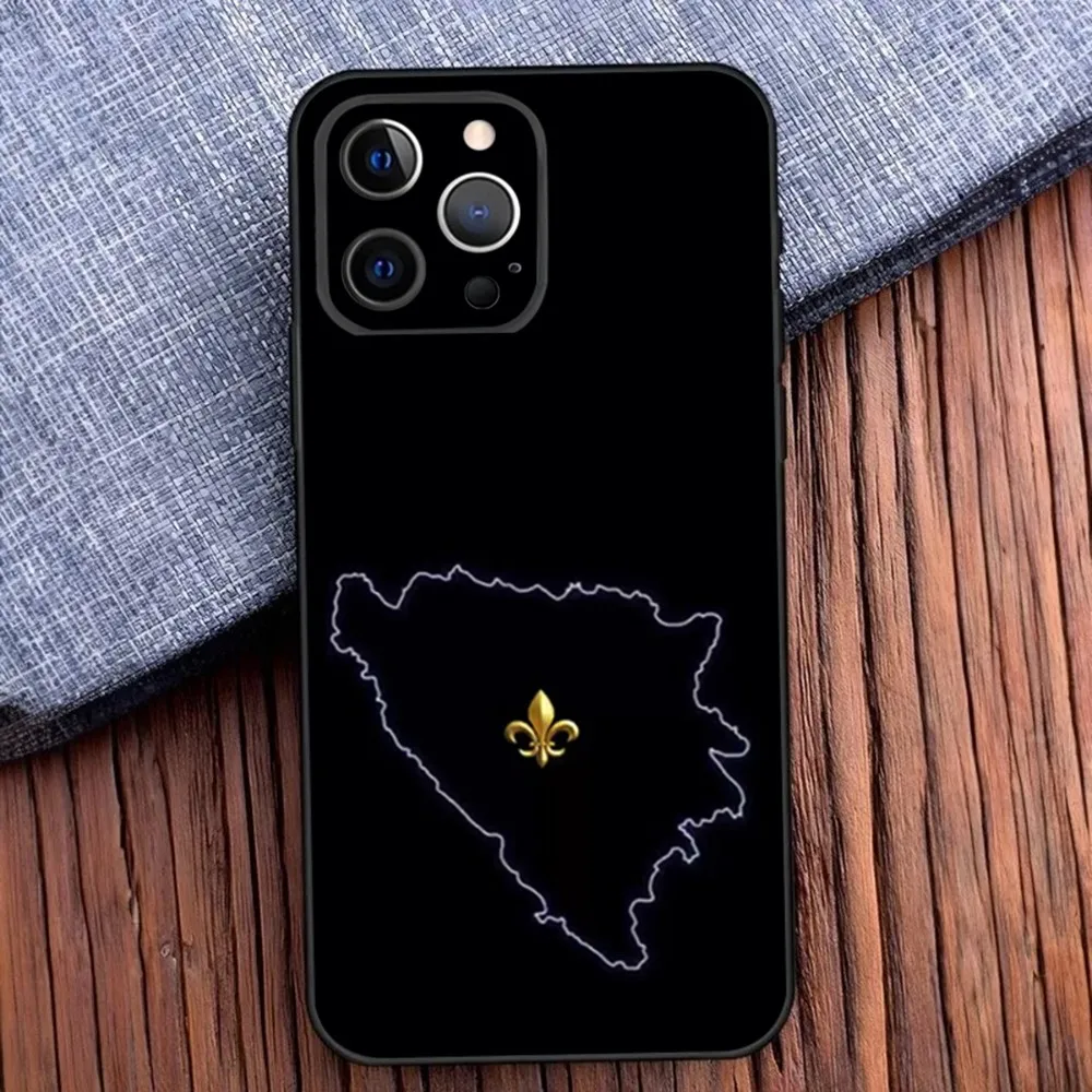 Bosna i Hercegovina Heart Phone Case For iPhone 16,15,14,13,12,11,Pro,X,XS,Max,XR,Plus,Mini Soft Black Cover