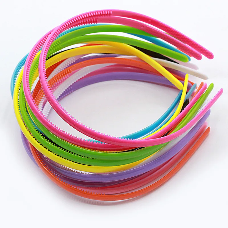 10Pcs/Set Women Hairband 8mm Headband Kids Hairband Candy Solid Rim Plastic Bold Hairbands Gifts Children Girls Hair Accessories