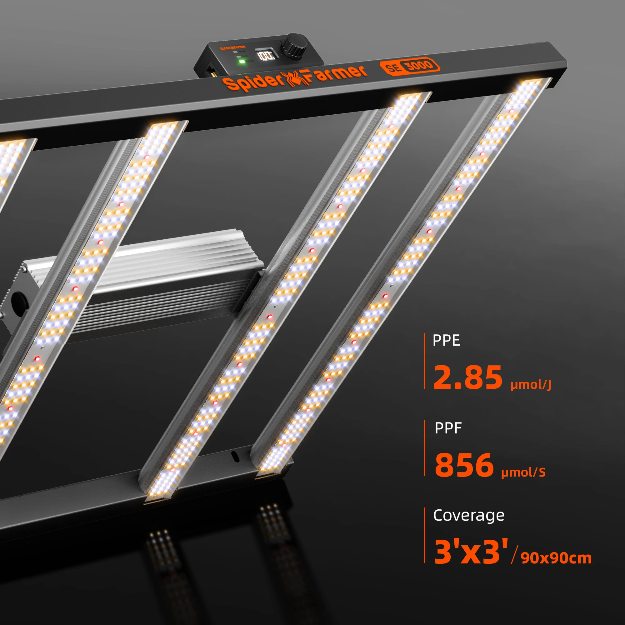 High Efficacy 300W 3x3ft Full Spectrum   Samsung LM301H EVO App Control Full Spectrum Led Grow Light